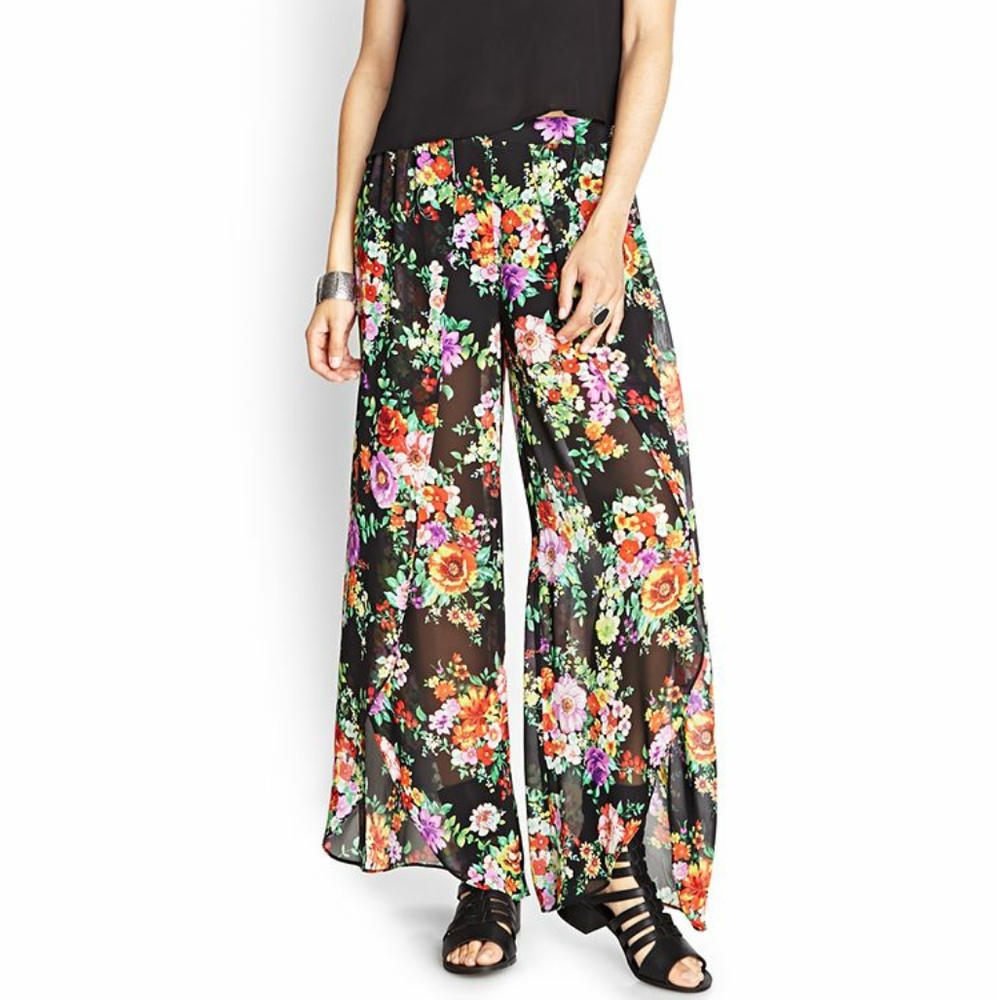 wide leg floral pants